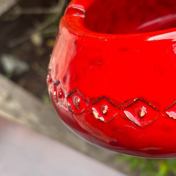 Vintage Bitossi Red Glazed Ceramic Ashtray Italian Mid Century Modern Pottery - Picture 9 of 14